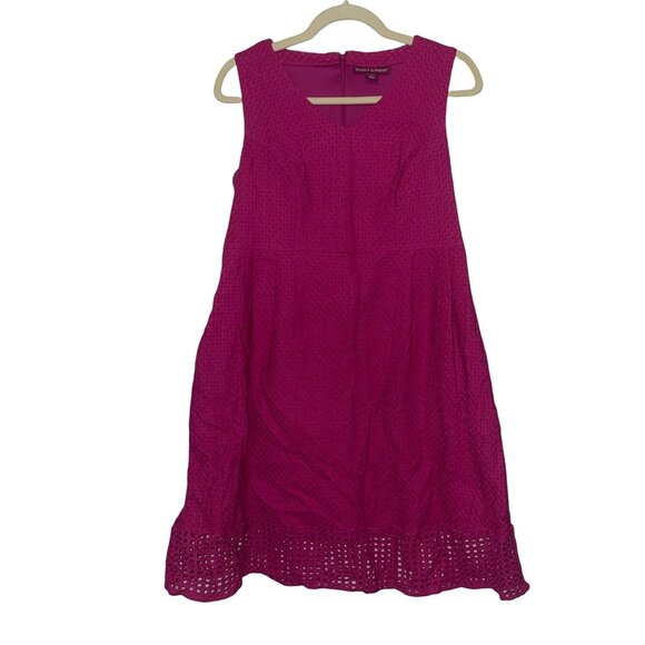 Jessica London Womens Sleeveless Fuchsia Eyelet Lace A-Line Dress Size 12 - Picture 1 of 7